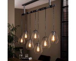 LM-Collection Phillipa Hanglamp - 150x18x150cm - E27 - Grijs/Zwart - Metaal - hanglampen eetkamer, hanglamp zwart, hanglampen woonkamer, hanglamp slaapkamer, hanglamp kinderkamer, hanglamp rotan, hanglamp hout, hanglamp industrieel