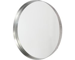 LM-Collection Terrence Spiegel - Ø 50x5cm - Grijs - Glas/Metaal - spiegel goud, wandspiegel, wandspiegel rechthoek, wandspiegel industrieel, wandspiegel zwart, wandspiegel rond, wandspiegels woonkamer, decoratiespiegel, spiegel rond,