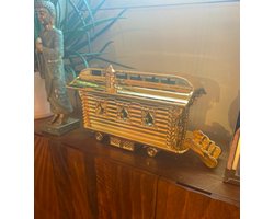 LM-Collection Woonwagen Tafellamp - 56x30x23cm - Goud - woonwagen tafellamp, gouden tafellamp, decoratieve design lamp, statement tafellamp, luxe tafellamp, bijzondere woondecoratie