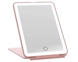 L'Noir - Make Up Spiegel - Make-Up Spiegel Met Verlichting - Scheerspiegel - 3X LED Lichtstanden - Dimbaar - Draaibaar - Oplaadbaar - Roze