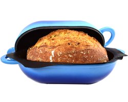 LoafNest: Makkelijkste ambachtelijke broodbakset ter wereld. Cast Iron Casserole (Blue Gradient) en non-stick siliconen Liner