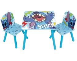Lobbes kindertafel en stoelen set hout Lilo & Stitch blauw decoratief.