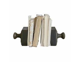 LOBERON 2-delige set boekensteunen Zandrelle antiekbruin/goudkleurig