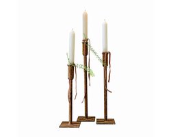 LOBERON 3-delige set kaarsenhouders Viverto antiekbruin