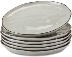 LOBERON 6-delige set borden Biarré grijs