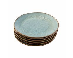 LOBERON 6-delige set borden Périers turquoise/bruin
