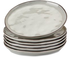 LOBERON 6-delige set dessertbordjes Biarré grijs