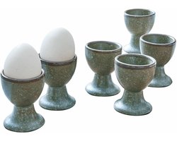 LOBERON 6-delige set eierdopjes Biarré turquoise/bruin