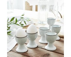 LOBERON 6-delige set eierdopjes Biarré wit