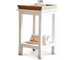 LOBERON Bijzettafel Vieille wit/bruin