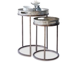 LOBERON Bijzettafeltje set van 2 Saint Mark antiekzilverkleurig/bruin