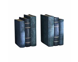 LOBERON Boekensteun set van 2 Morvini antiekblauw