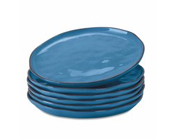 LOBERON Bord set van 6 Biarré blauw