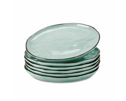 LOBERON Bord set van 6 Biarré turquoise