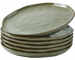 LOBERON Bord set van 6 Biarré turquoise/bruin