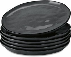 LOBERON Bord set van 6 Biarré zwart