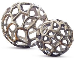 LOBERON Decoratieve bal, set van 2 Venay zilverkleurig