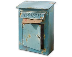 LOBERON Decoratieve brievenbus Boîte Postale antiekblauw