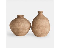 LOBERON Decoratieve vaas set van 2 Kelvador bruin