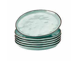 LOBERON Dessertbordje set van 6 Biarré turquoise