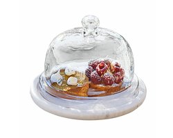 LOBERON Glazen stolp met bord Barnsdale helder/wit