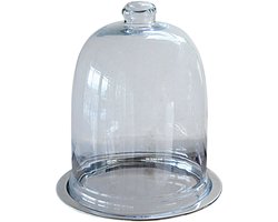 LOBERON Glazen stolp met bordje Chardonne zilverkleurig/helder