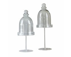 LOBERON Glazen stolp set van 2 Hibous helder