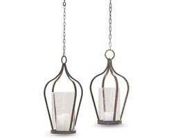 LOBERON Hanglantaarn set van 2 Mikella antiekbruin