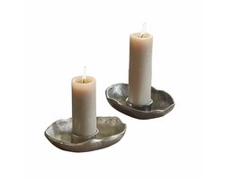 LOBERON Kaarsenhouder set van 2 Quilvano zilverkleurig/zwart