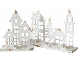 LOBERON Kaarsenhouder set van 2 Vexano antiekwit