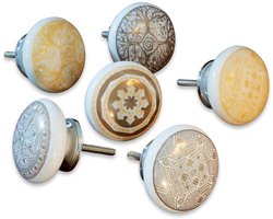 LOBERON Kastknoppen set van 6 Tuffé grijs/goudkleurig