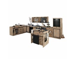 LOBERON Keukenkast set van 5 Oakland bruin/zwart
