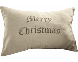 LOBERON Kussenhoes Merry Christmas crème/grijs