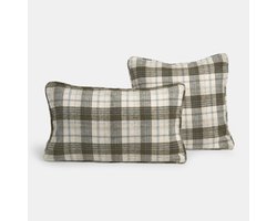 LOBERON Kussenhoes set van 2 Harvie bruin/crème
