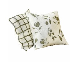 LOBERON Kussenhoes set van 2 Klivento wit/groen