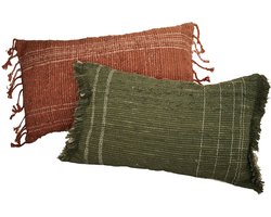LOBERON Kussenhoes set van 2 Winlow groen/terracotta