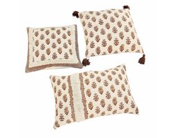 LOBERON Kussenhoes set van 3 Arsalan crème/bruin