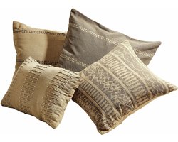 LOBERON Kussenhoes set van 4 Patti bruin/beige