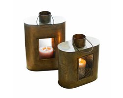 LOBERON Lantaarn set van 2 Gemaingoutte antiekmessing