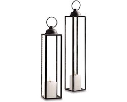 LOBERON Lantaarn set van 2 Radu antiekzwart