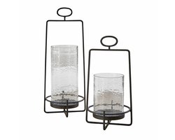 LOBERON Lantaarn set van 2 Zevara zwart/helder