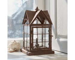 LOBERON LED-lantaarn Manor House antiekbruin