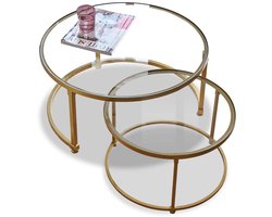 LOBERON Salontafel set van 2 Caraman messing/helder