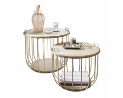 LOBERON Salontafel set van 2 Lawson antiekwit