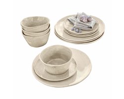 LOBERON Servies set van 12 Luganville beige