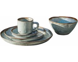 LOBERON Servies set van 30 Biarré turquoise/bruin