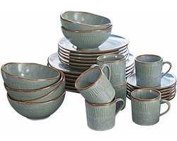 LOBERON Servies set van 30 Périers turquoise/bruin