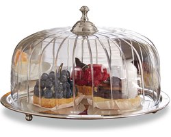 LOBERON Taartplateau met stolp Allaire helder/zilverkleurig