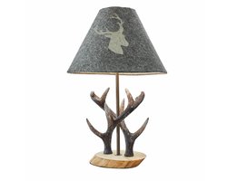 LOBERON Tafellamp Lodge grijs/bruin