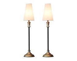 LOBERON Tafellamp set van 2 Obsonville zilverkleurig/zwart/crème